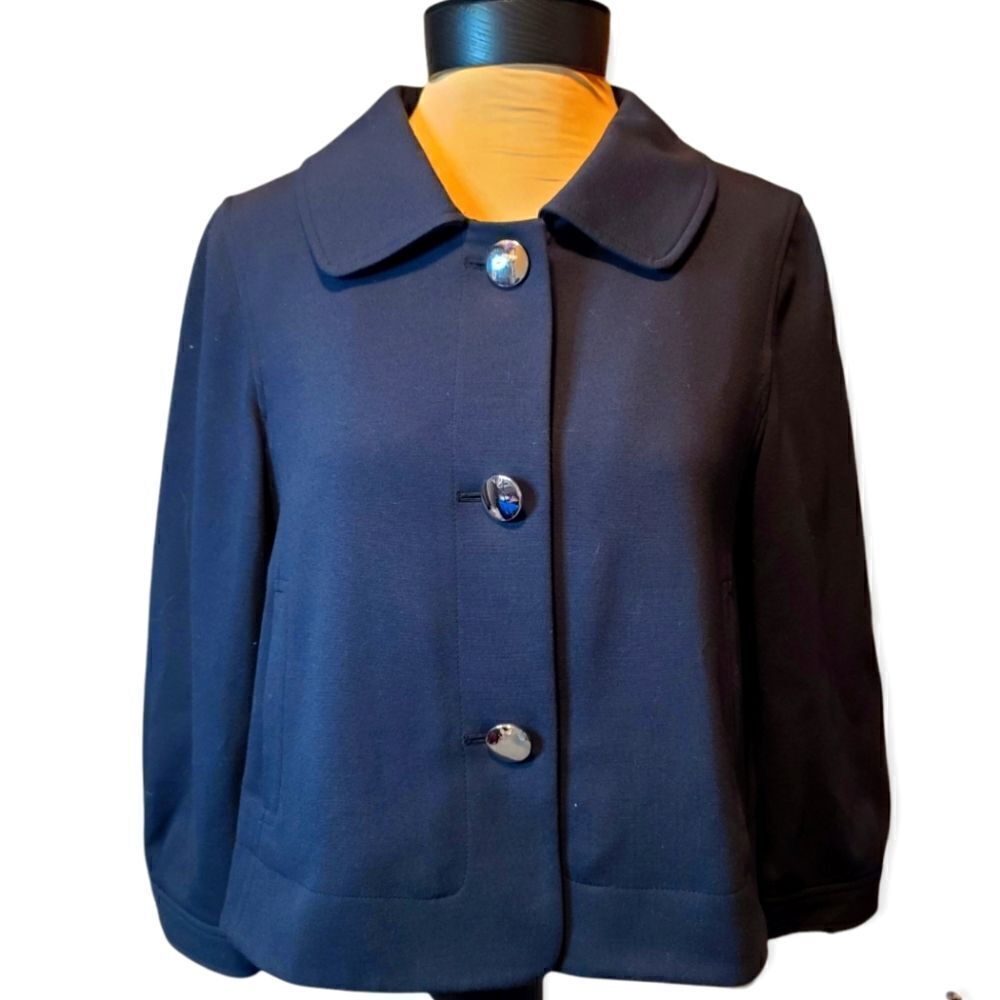 Ann Taylor Navy Ponte Knit Blazer, Vintage Style, Size 6